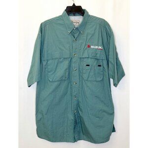 Bimini Bay Short Sleeve Vented Outdoor Fishing Shirt Light Blue Teal Men's Large